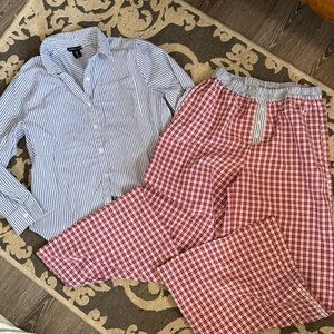 Sincerely Jules stripe, and plaid
Size large pajama set
Super wide leg